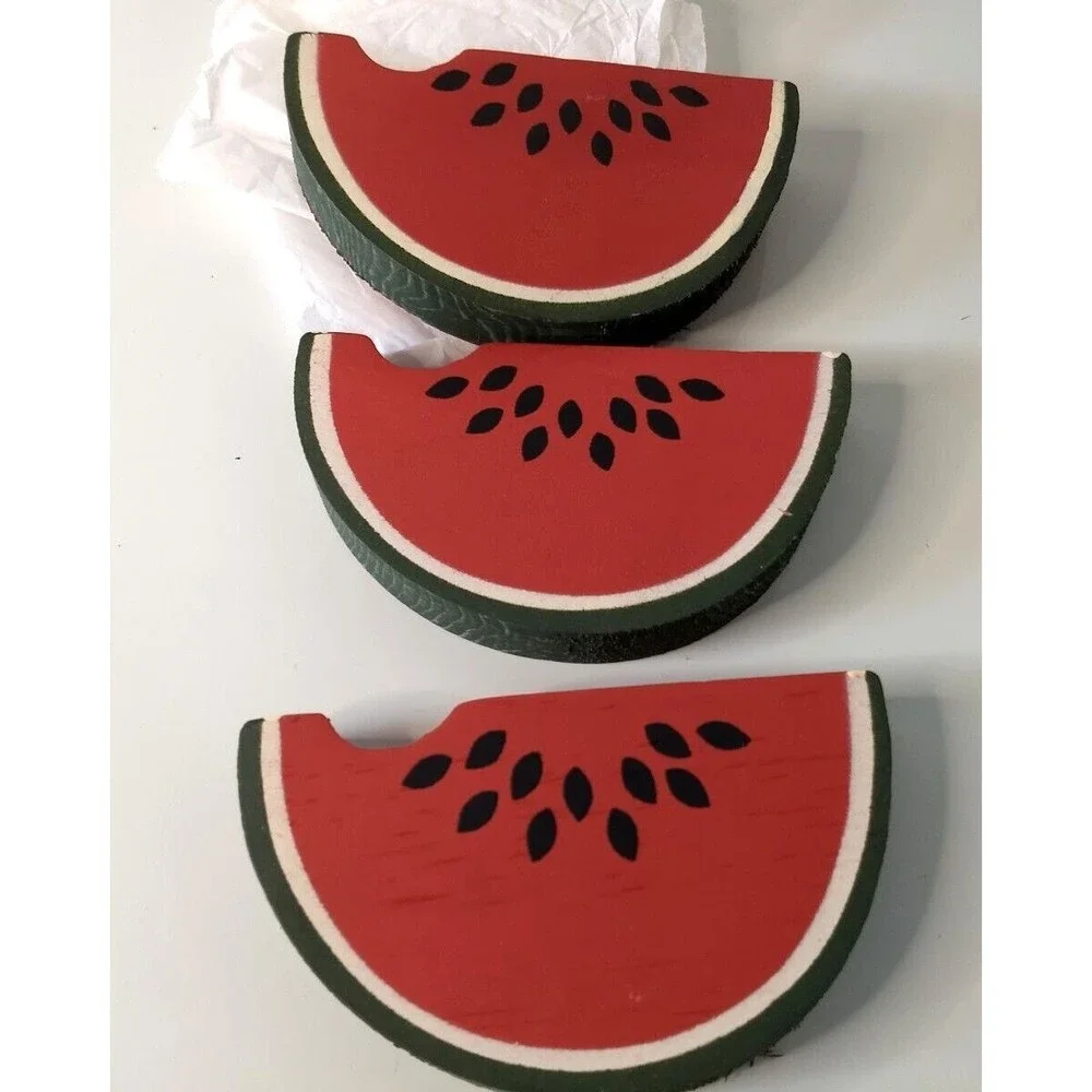 Wooden WATERMELON Slices Hanging Wall Decor Vintage HomeCo Summer Farmhouse‎ NEW